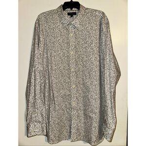 Banana Republic Shirt 18 18.5 XXL Grey White Tailored Slim Fit Career Top Non Ir